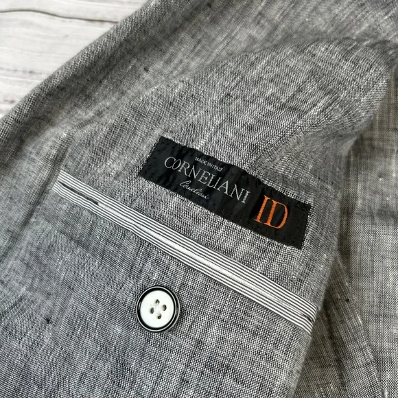 Corneliani ID Lightweight Unstructured 2 Button Blazer Linen Solid Gray 50/ 40R